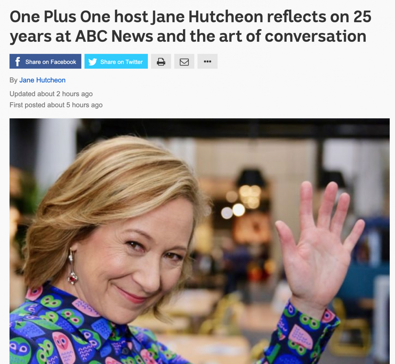One Plus One host Jane Hutcheon reflects on 25 years at ABC News and the art of conversation